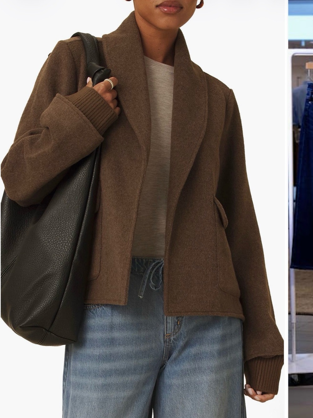 Splendid Brown Shawl-Collar Wool Blend Jacket